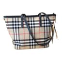 Burberry Cotton And Leather Handbag Regular Women's Khaki