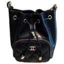 CHANEL Grain Embossed Shiny Calfskin Handbag Women's Black