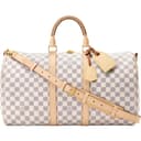 LOUIS VUITTON Keepall Damier Azur Coated Canvas Travel Bag Unisex Beige & Light Purple