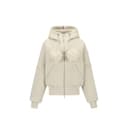 Moose Knuckles Velvet Jackets Women's Ecru Hooded Non Detachable Thickened Straight Fit