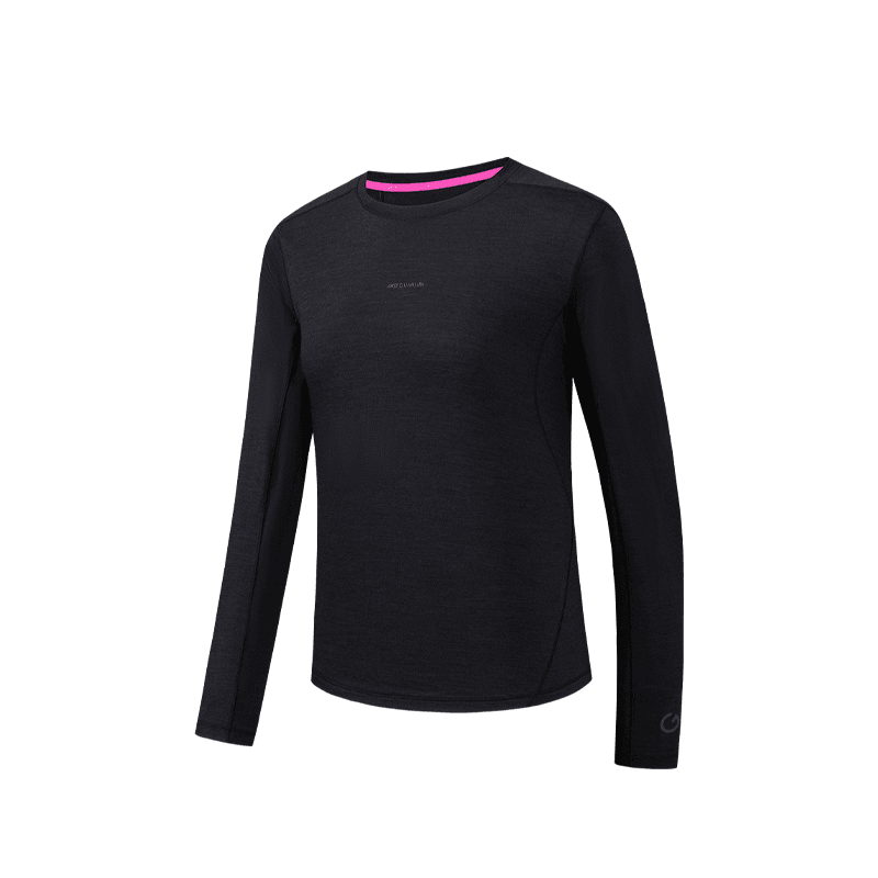 ANTA Quick Dry T Shirts Women's Black Crew Neck Moderate Straight Fit