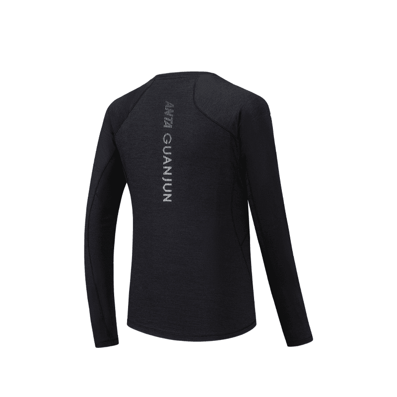 ANTA Quick Dry T Shirts Women's Black Crew Neck Moderate Straight Fit