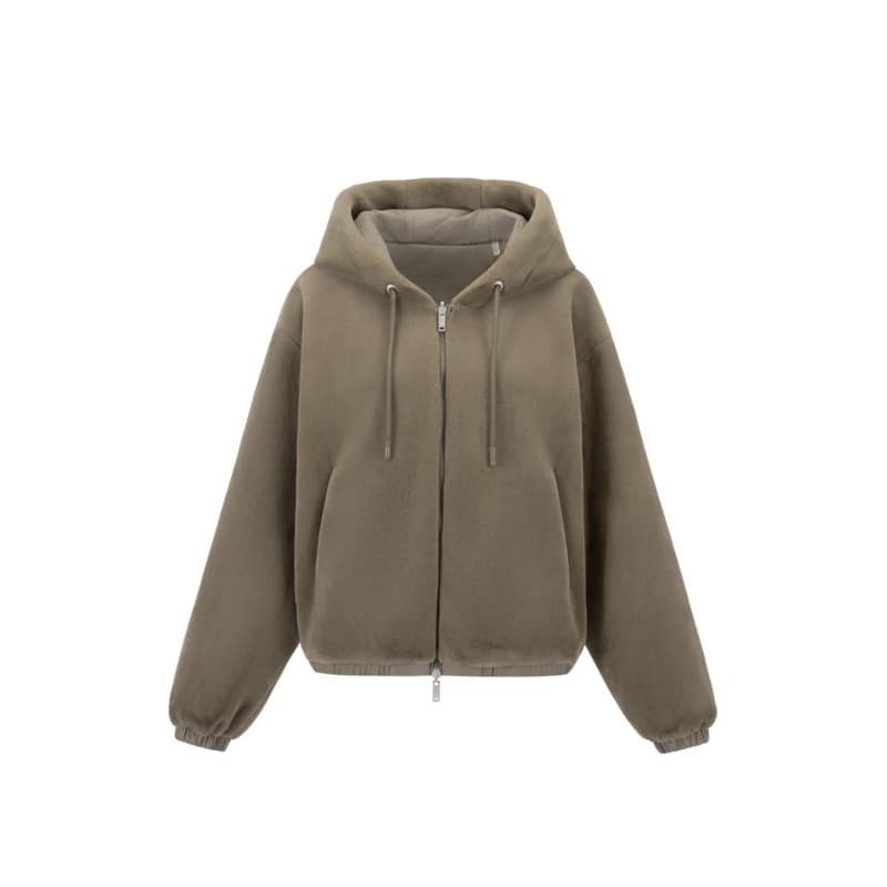 Moose Knuckles Velvet Jackets Women's Ash Hooded Non Detachable Thickened Straight Fit